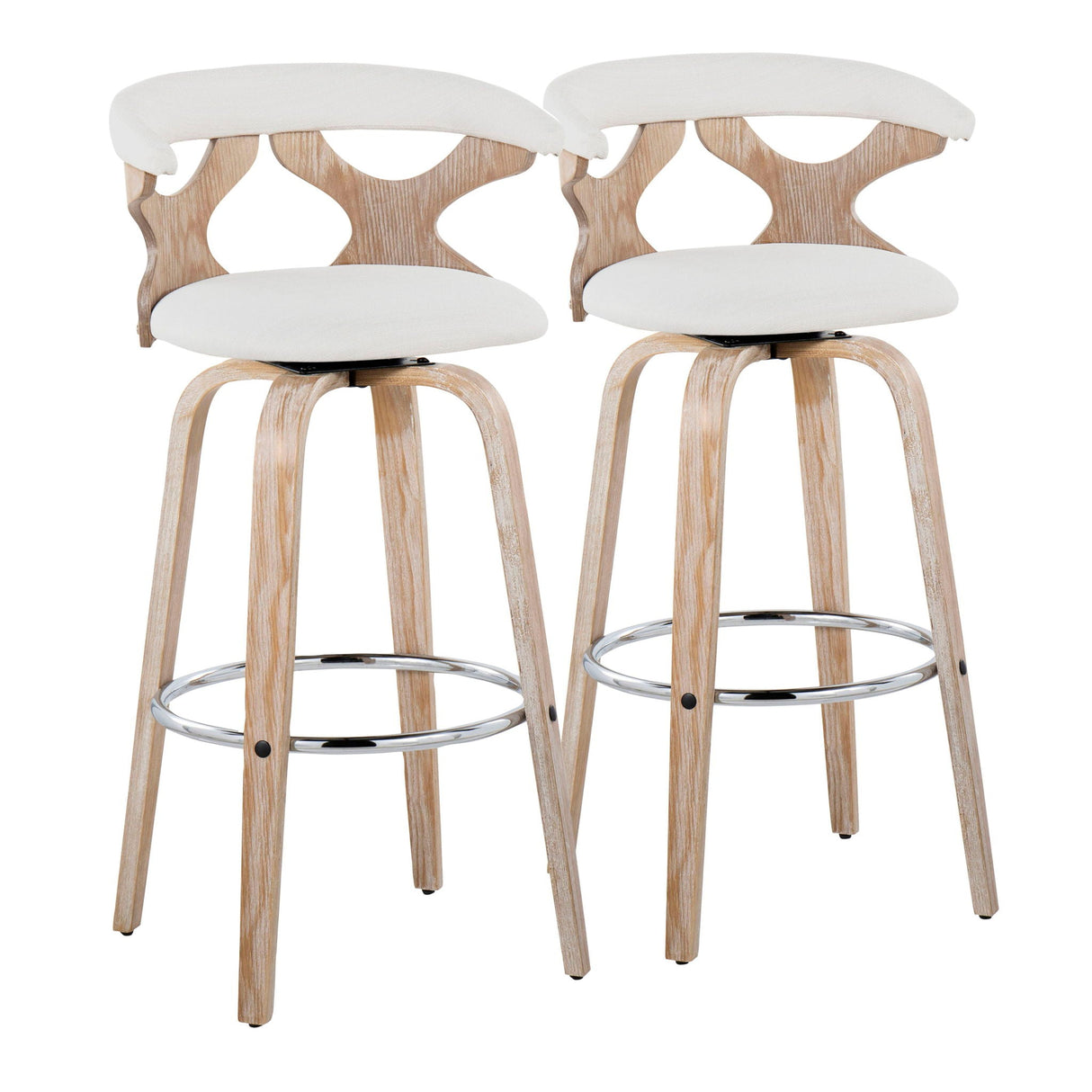 Gardenia - Contemporary Fixed Height Barstool With Swivel With Round Footrest (Set of 2) by Couch.com