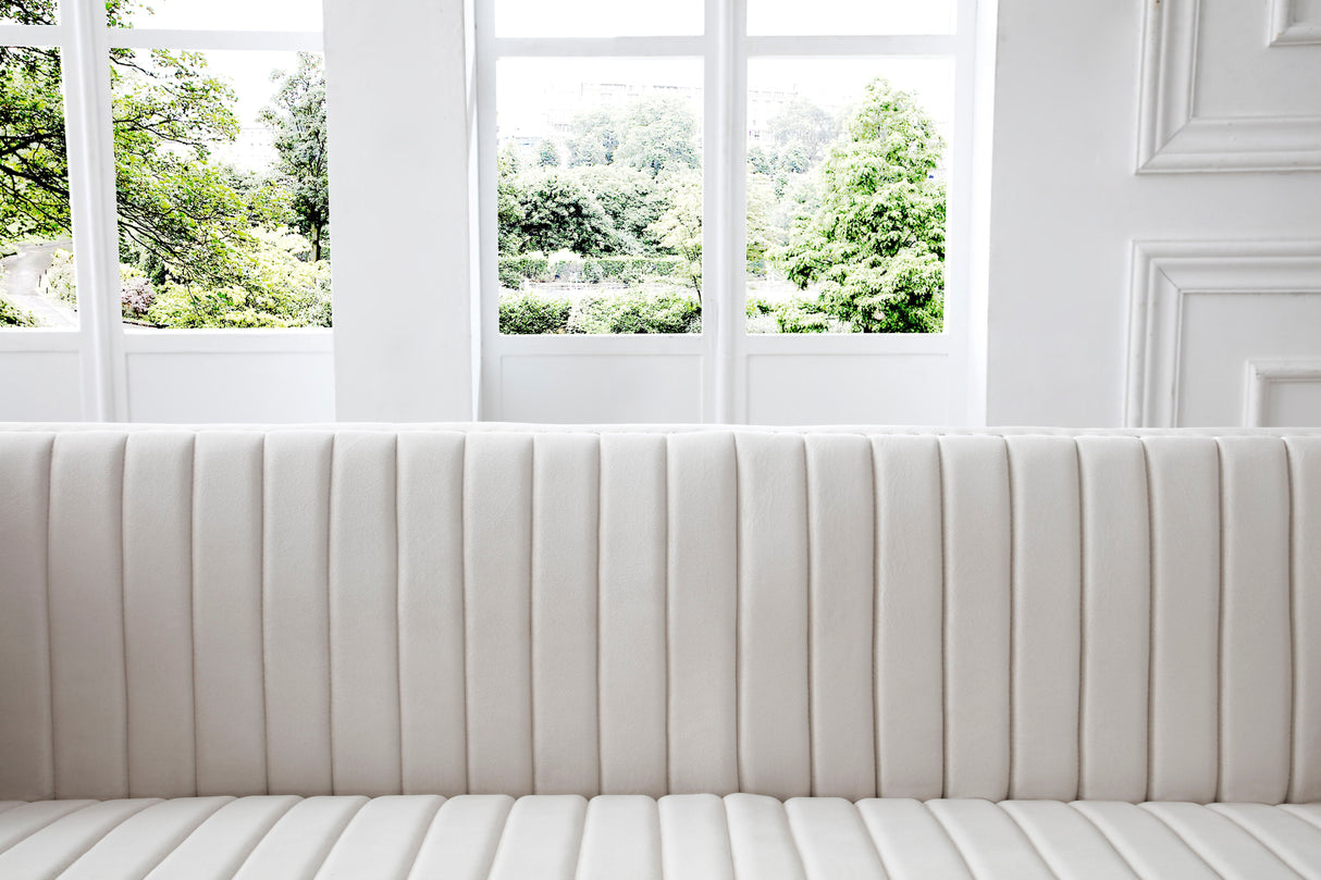 Contemporary Vertical Channel Tufted Velvet Sectional Sofa For Living Room With 4 Pillows by Couch.com