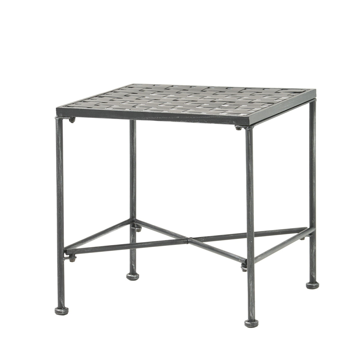 Outdoor Square Side Table With X Shaped Iron Frame - Black by Couch.com