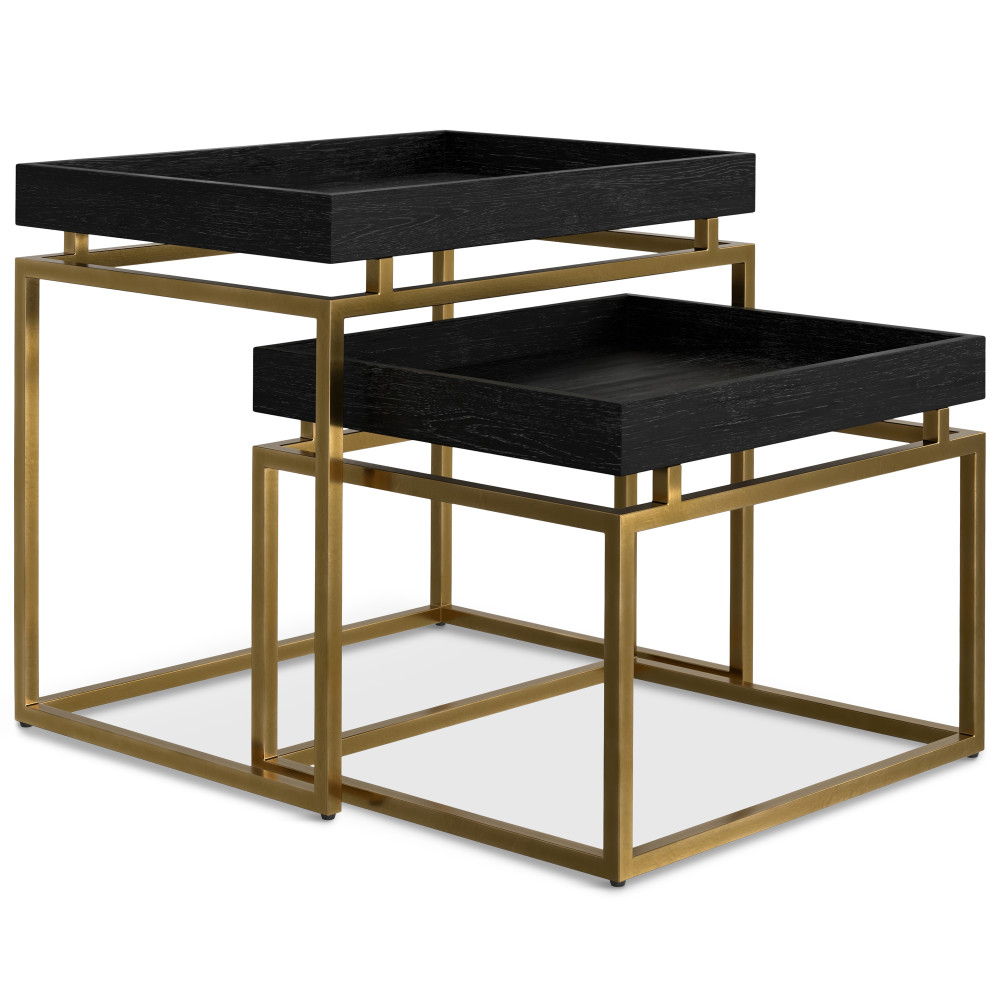 Macy - 2 Pieces Nesting Table - Black / Gold by Couch.com