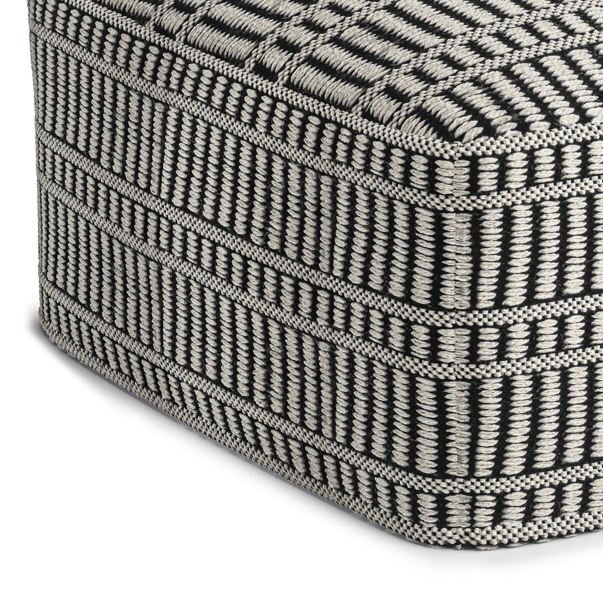 Safford - Square Woven Outdoor / Indoor Pouf - Black / White by Couch.com
