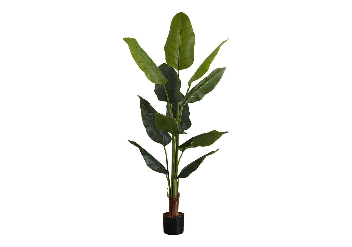 59" Tall, Artificial Plant, Strelitzia Tree, Indoor, Faux, Fake, Floor, Greenery, Potted, Real Touch, Decorative - Green / Black by Couch.com