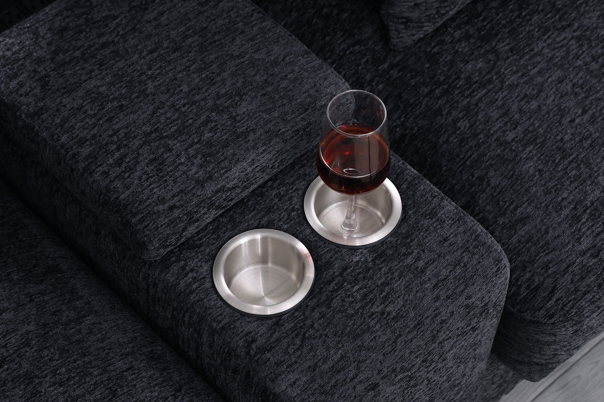 Celine - Chenille Fabric Corner Sectional Sofa With Right-Facing Chaise, Cupholders, And Charging Ports by Couch.com