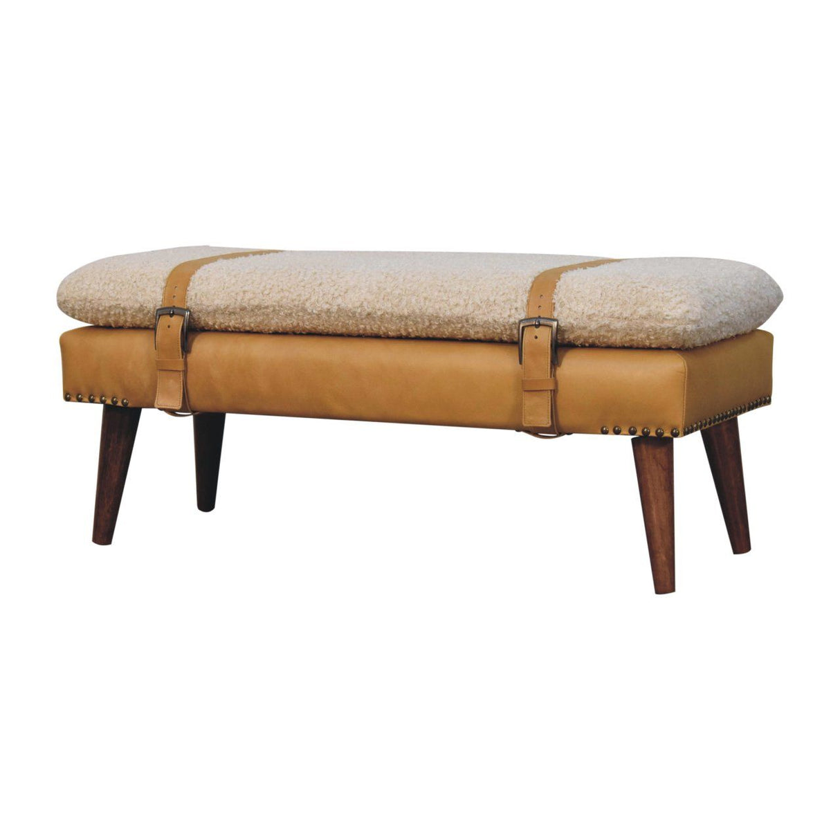 Boucle Leather Bench - Tan by Couch.com