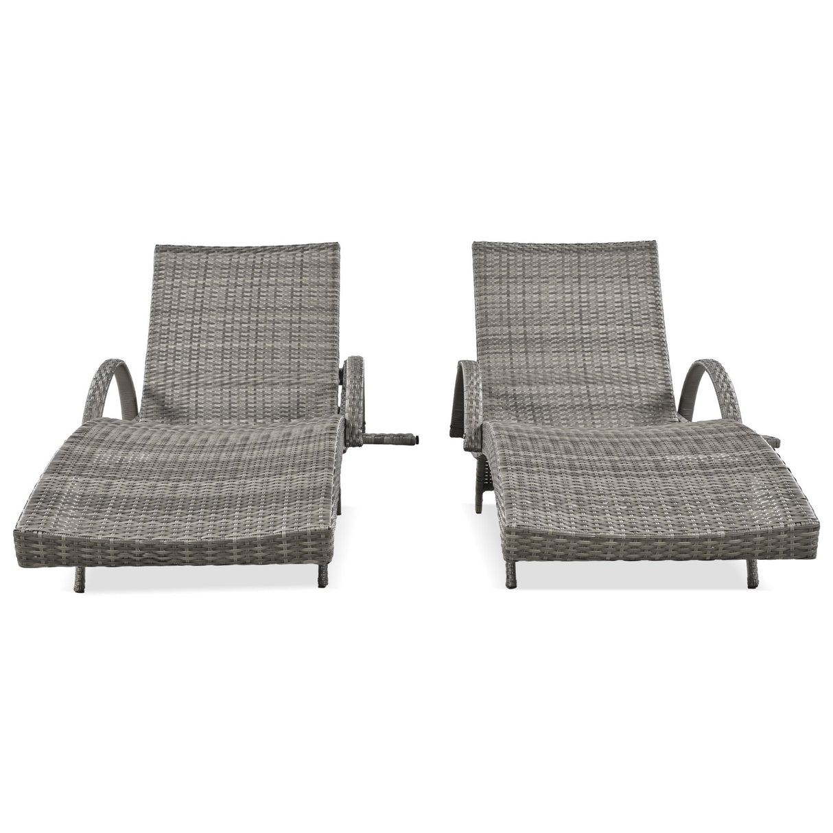 K&K 80" Outdoor Wicker Chaise Lounge Chairs Set of 2