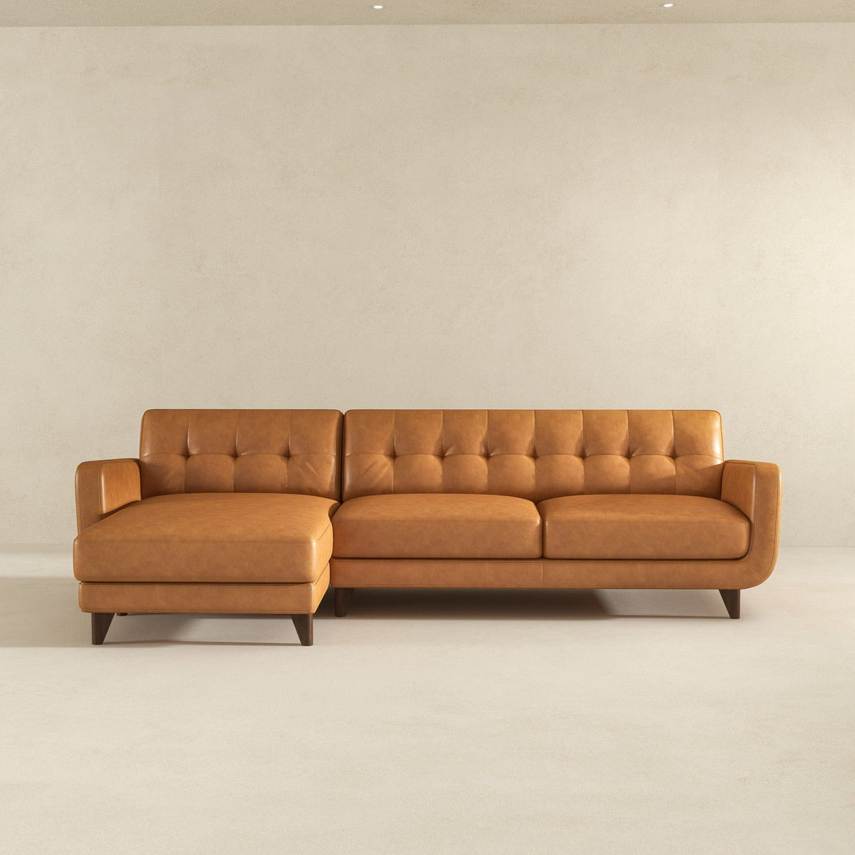 Allison - Mid-Century Modern Leather Sectional Sofa Chaise by Couch.com