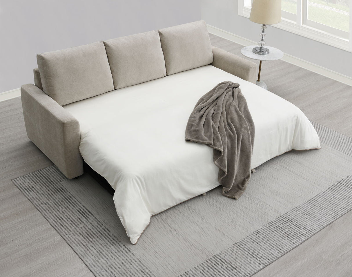 Leira - Linen Pull Out Sleeper Sofa - Beige by Couch.com