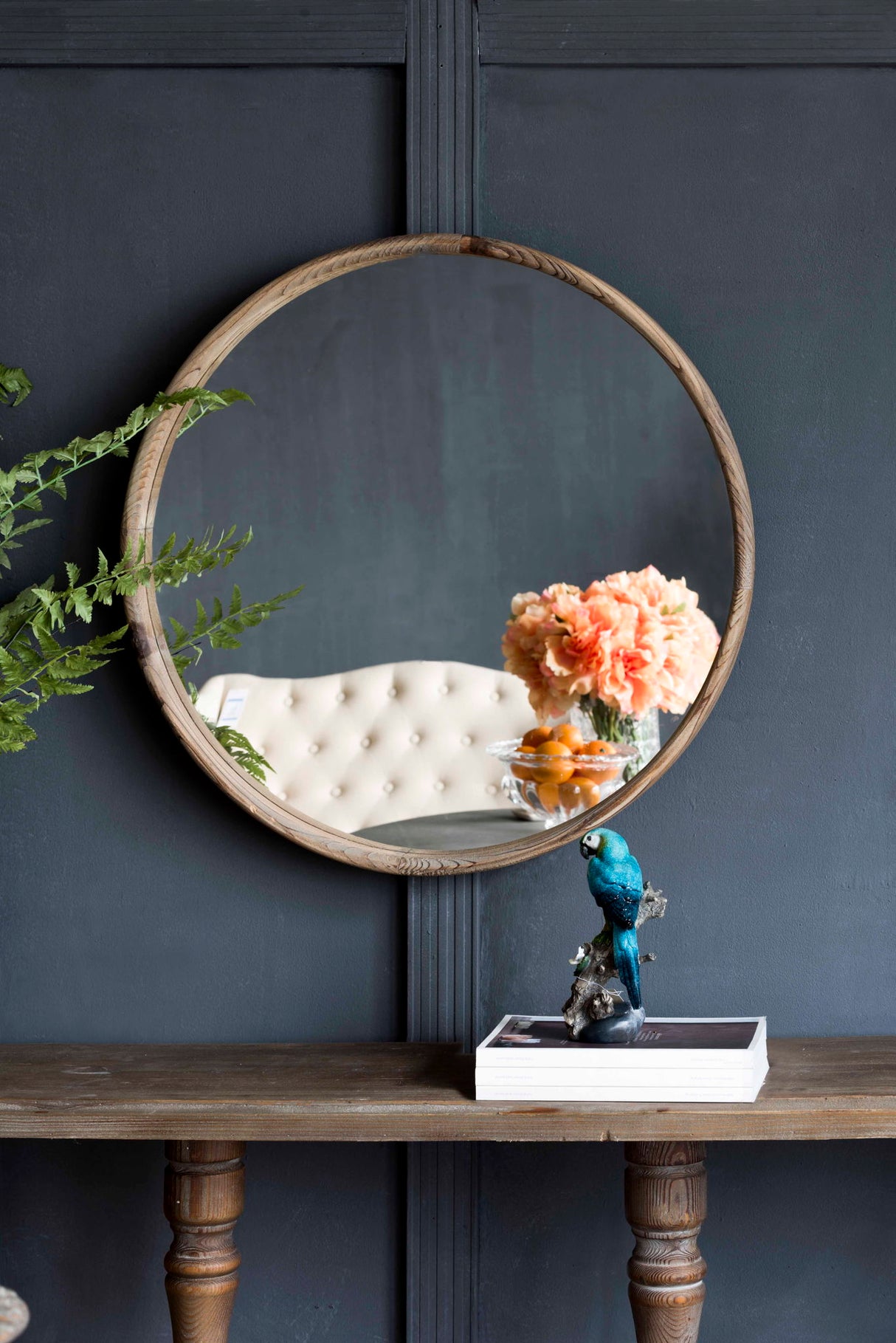 Round Wood Mirror, Wall Mounted Mirror Home Decor For Bathroom Living Room by Couch.com