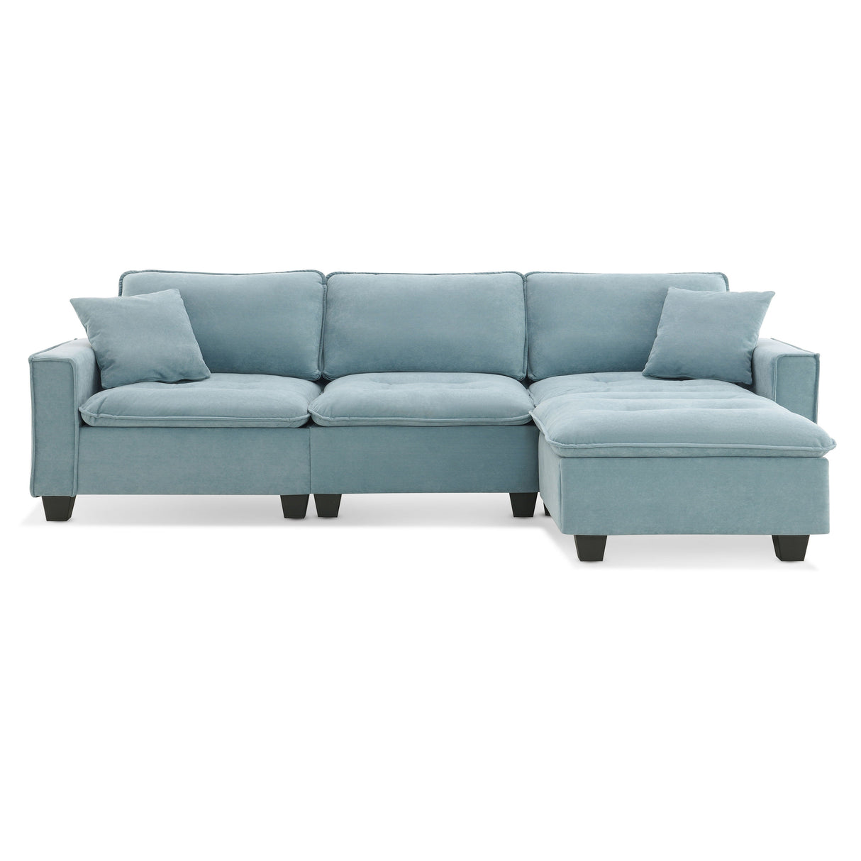 Modern Convertible Sectional L Shaped Reversible Couch Set With Free Pillows 4 Seat Suede Sleeper Sofa With Ottoman by Couch.com