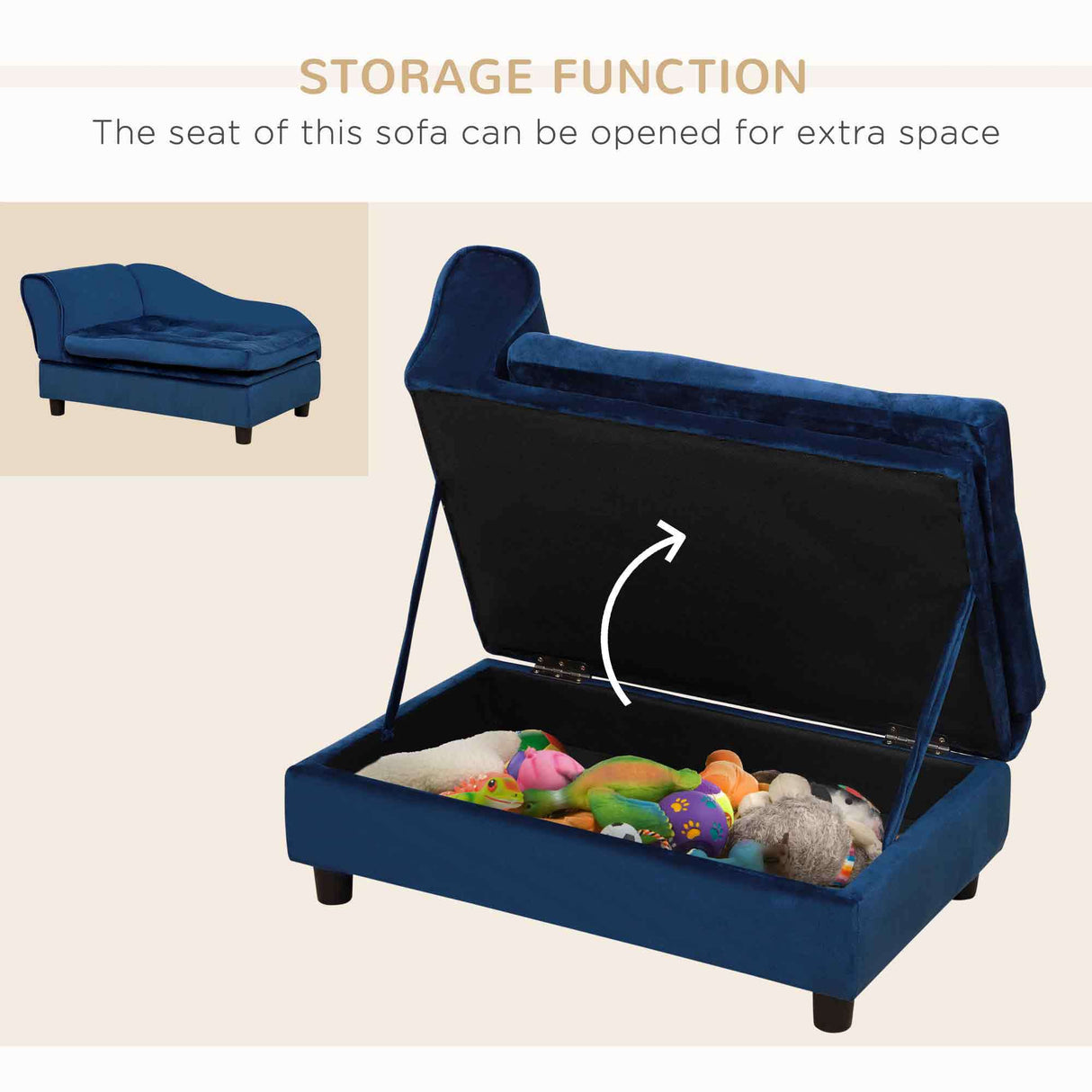 PawHut Luxury Fancy Dog Bed for Small Dogs with Hidden Storage