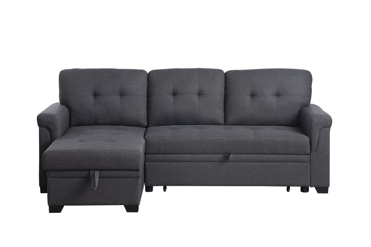 Lucca - Linen Reversible Sleeper Sectional Sofa With Storage Chaise by Couch.com