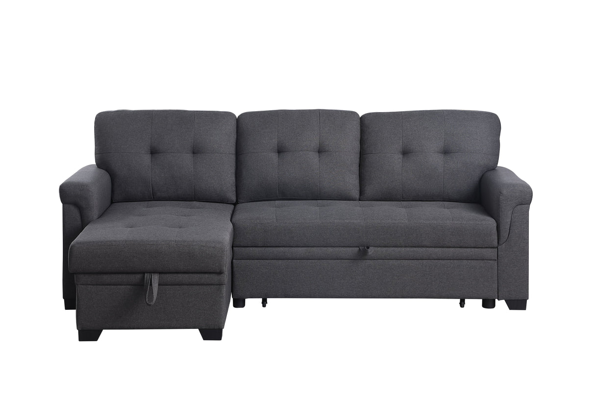 Lucca - Linen Reversible Sleeper Sectional Sofa With Storage Chaise by Couch.com