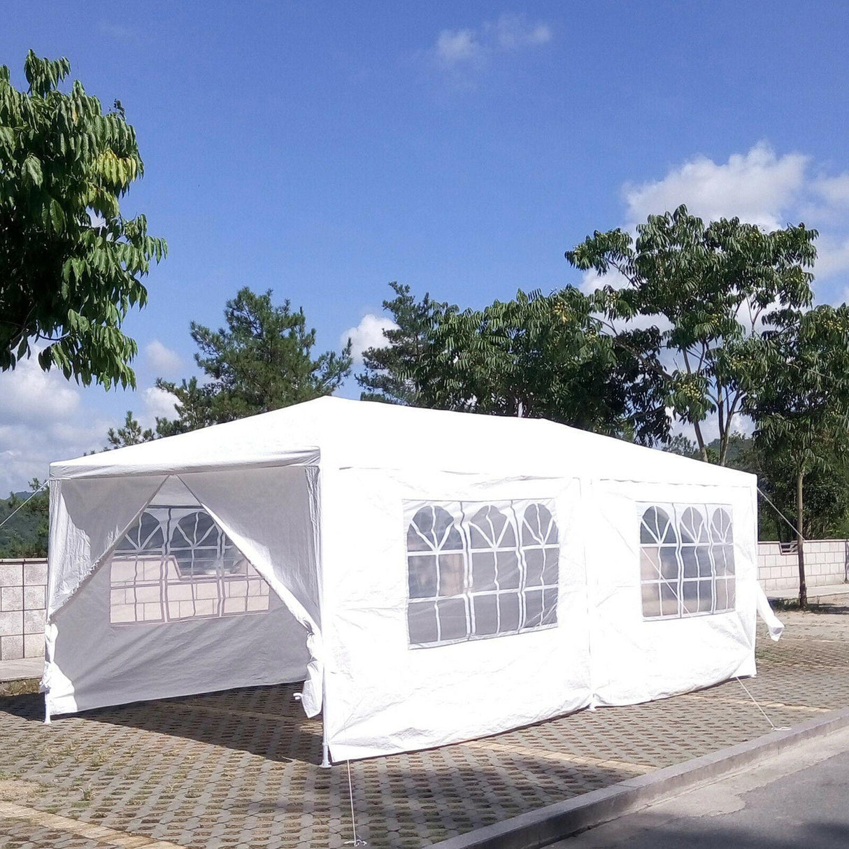 Wedding Party Canopy Tent Outdoor Gazebo With 6 Removable Sidewalls - White by Couch.com