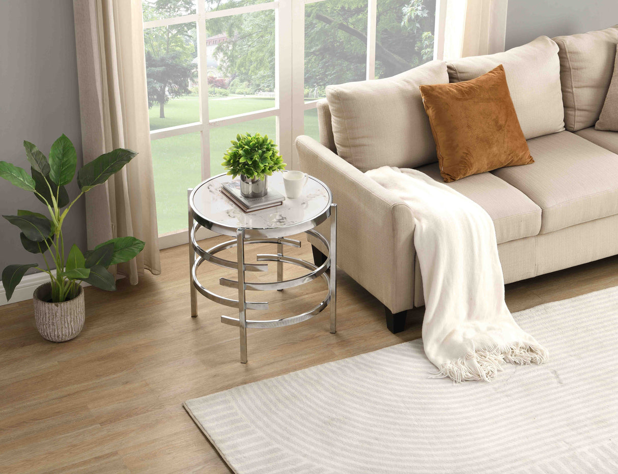 Elegant Pandora Sintered Stone End Table, Small Coffee Table For Living Room by Couch.com
