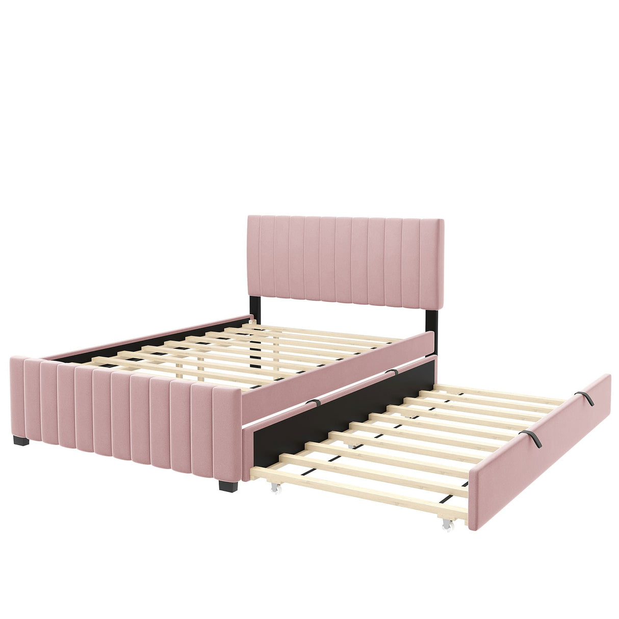 Elegant Upholstered Platform Bed With Twin Size Trundle by Couch.com