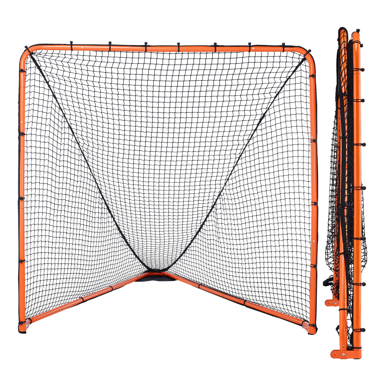 Lacrosse Goal, 6' x 6' Lacrosse Net, Folding Portable Backyard Lacrosse Training Equipment, Steel Frame Training Net, Quick & Easy Setup Lacrosse Goal, Perfect for Youth Adult Training, Orange