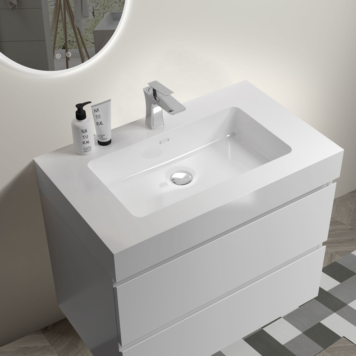 Alice - Bathroom Vanity With Large Storage, Sink Wall Mounted Floating Bathroom Vanity For Modern Bathroom, One-Piece Sink Basin Without Drain And Faucet by Couch.com