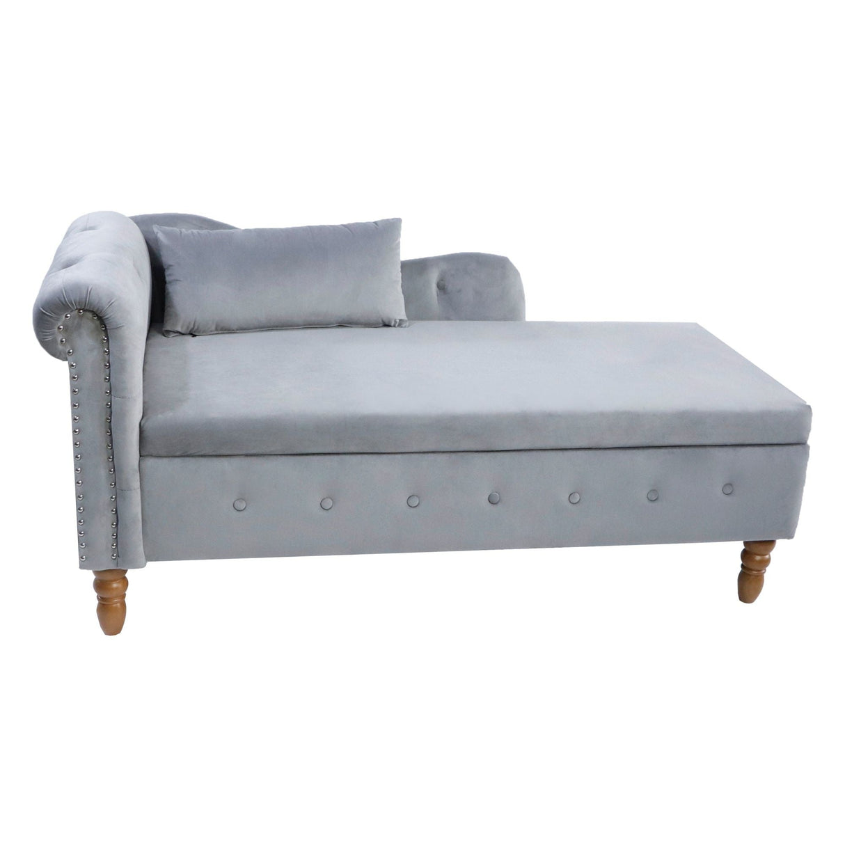 Chaise Lounge Indoor, Velvet Lounge Chair For Bedroom With Storage & Pillow, Modern Upholstered Rolled Arm Chase Lounge For Sleeping With Nailhead Trim For Living Room Bedroom Office by Couch.com