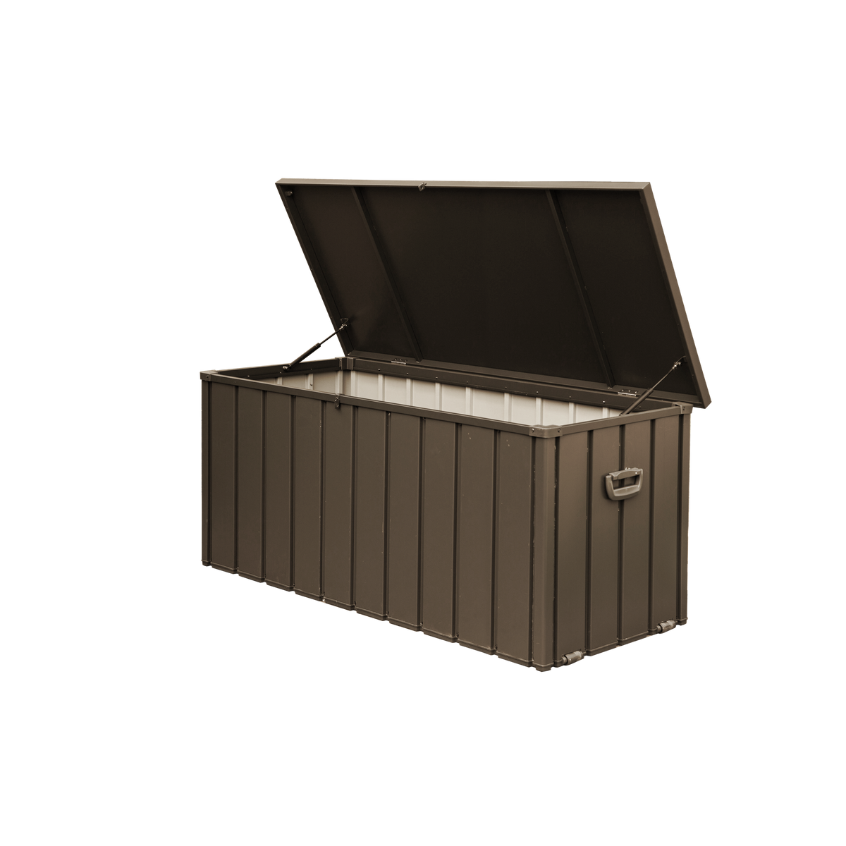 150 Gallon Waterproof Outdoor Deck Box, Resin, Lockable Patio Storage for Cushions and Garden Tools, Dark Brown