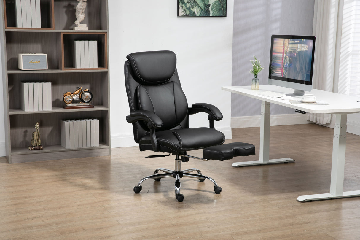Couch.com Big And Tall Office Chair, High Back Ergonomic Office Chair With Footrest, Executive Office Chair For Back Pain Relief Black, Durable Design, Faux Leather Construction, Black Finish by Couch.com