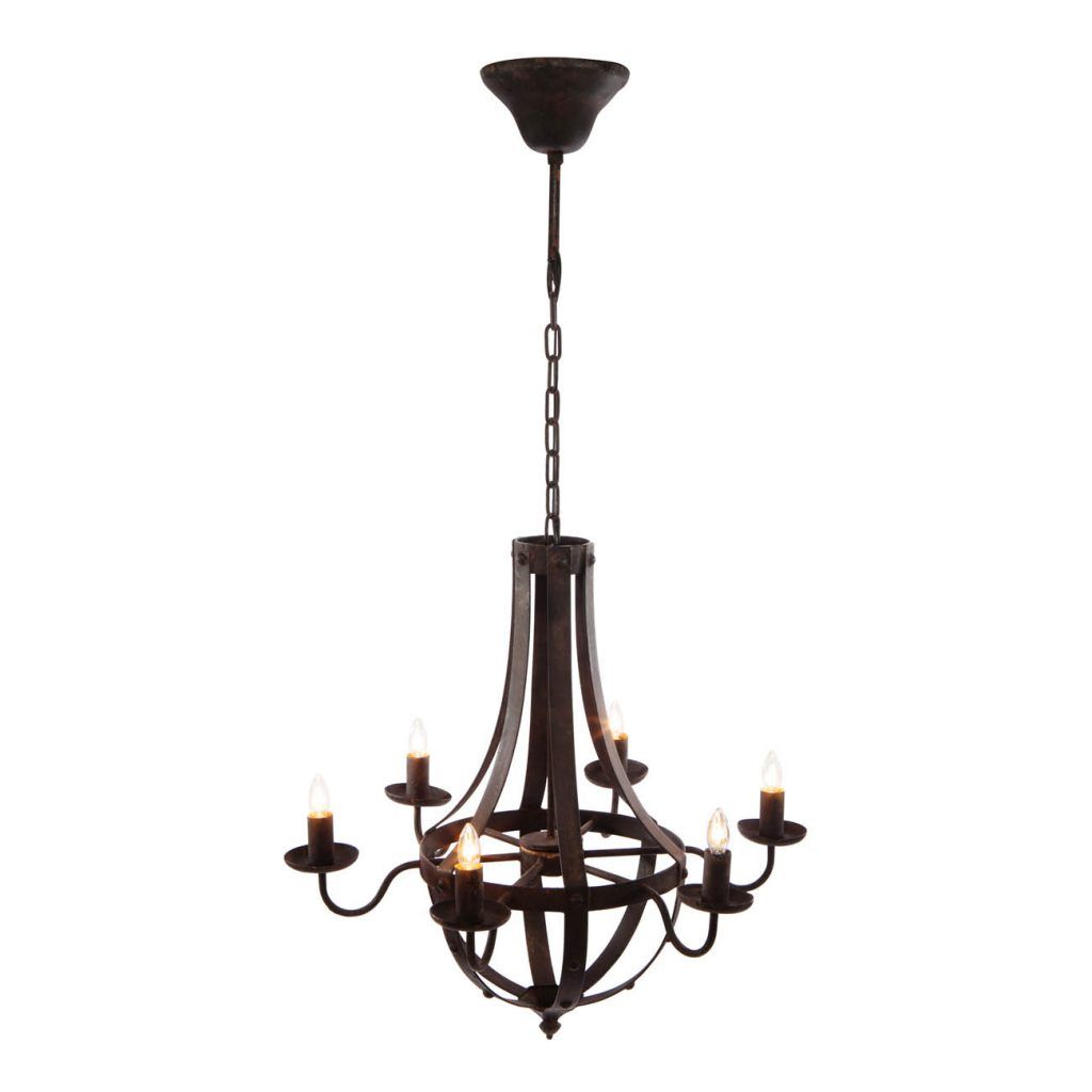 6 Light Metal Chandelier, Hanging Light Fixture With Adjustable Chain For Kitchen, Bulb Not Included - Black by Couch.com
