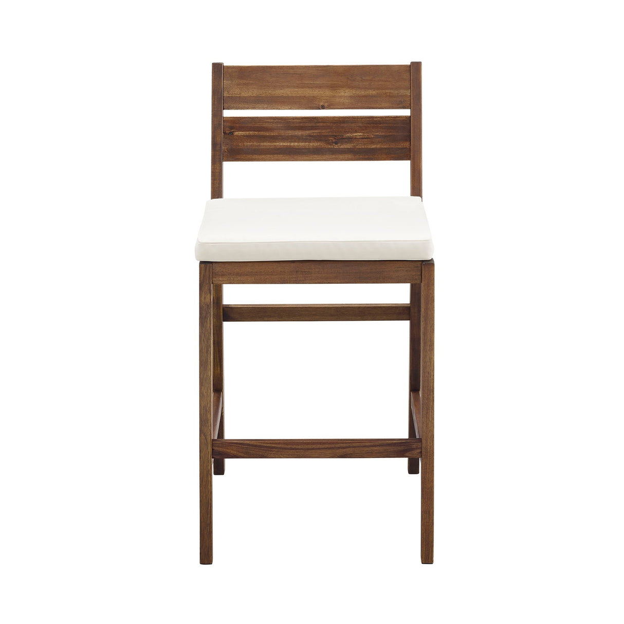 Modern 2 Piece Solid Acacia Wood Counter Stools With Cushion - Dark Brown by Couch.com