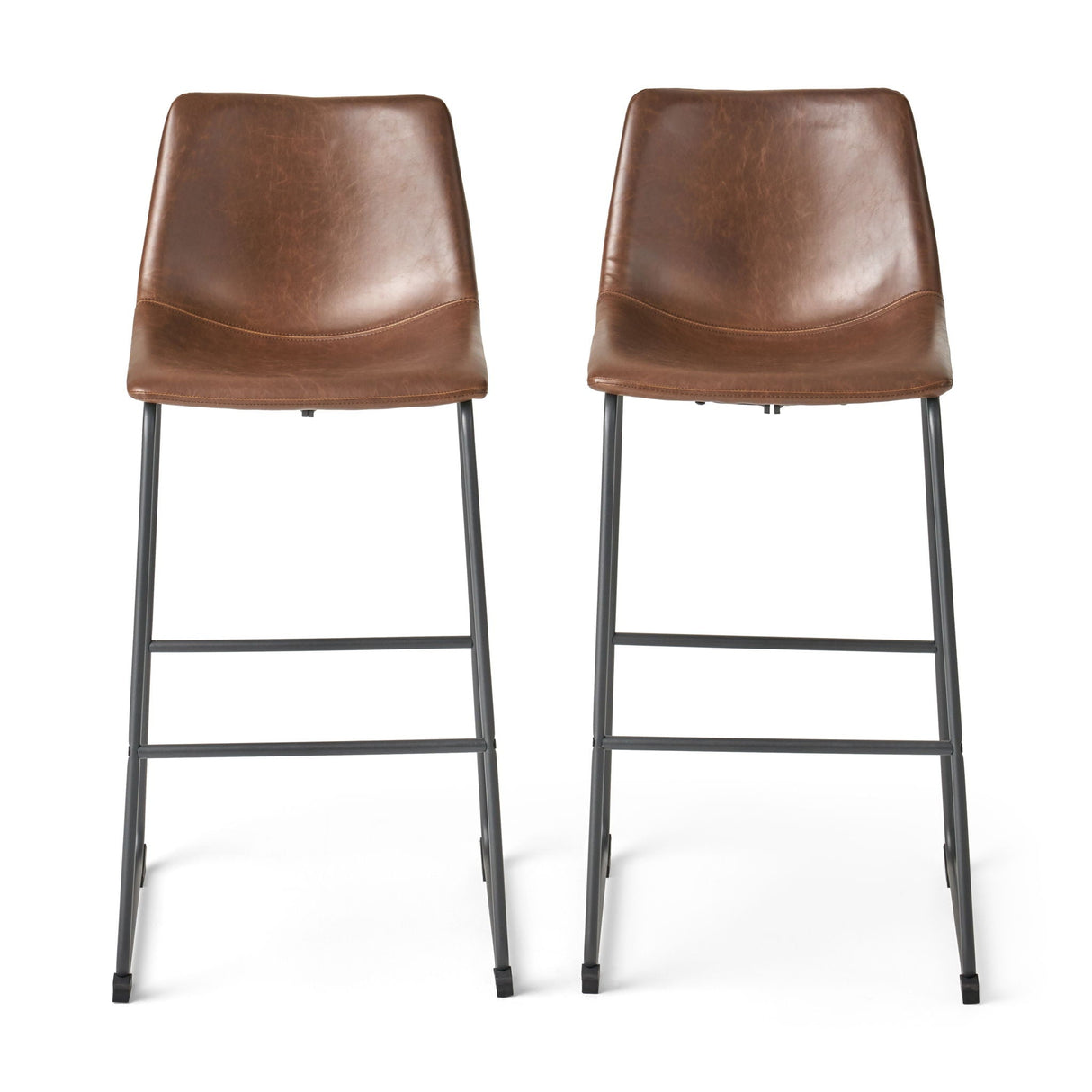 Barstool With Upholstery And Foot Rail - Vintage Brown by Couch.com