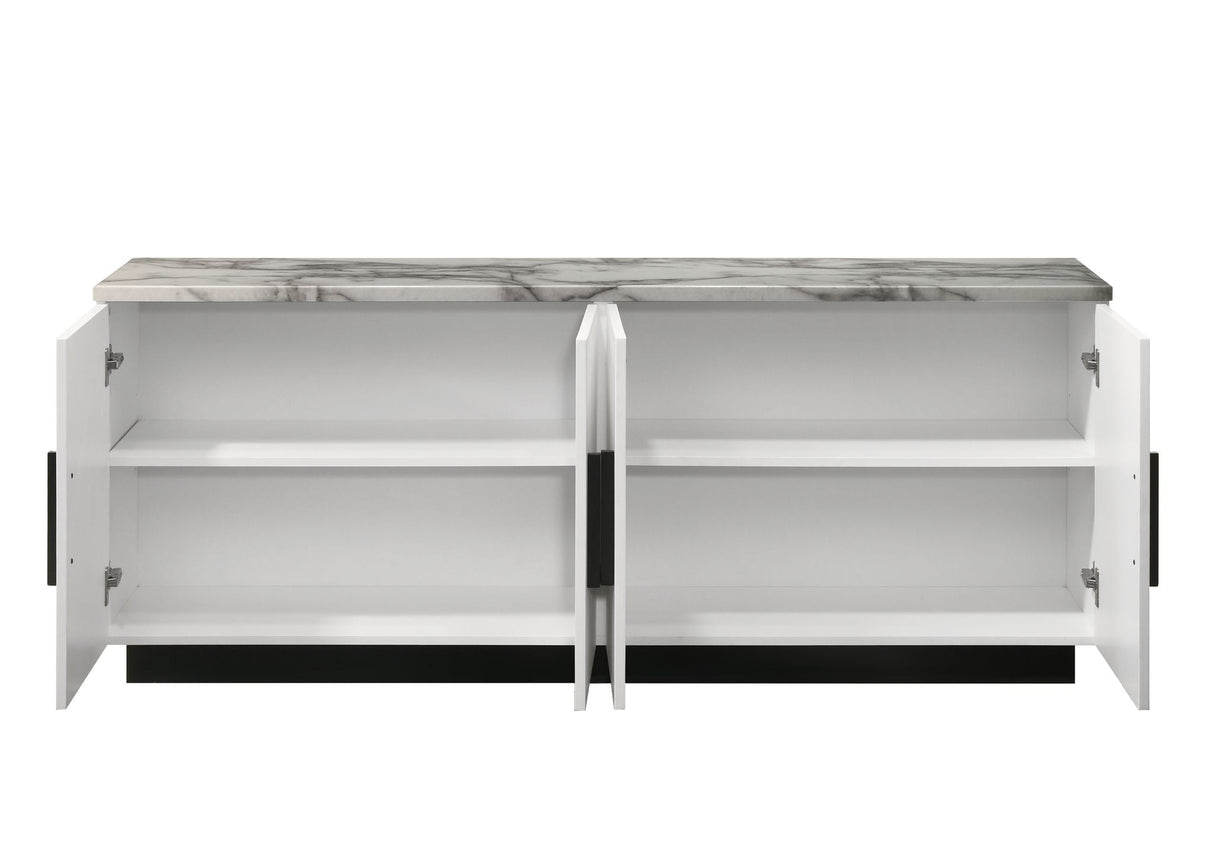 Matilda - Cabinet Console Table With White Faux Marble Top - White by Couch.com