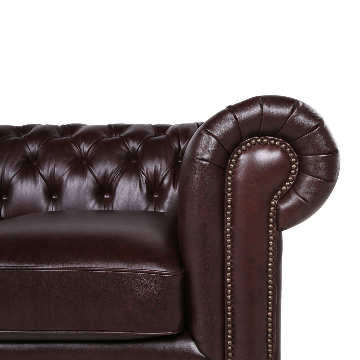 Traditional Tufted Leather Chesterfield Nailhead Sofa by Couch.com