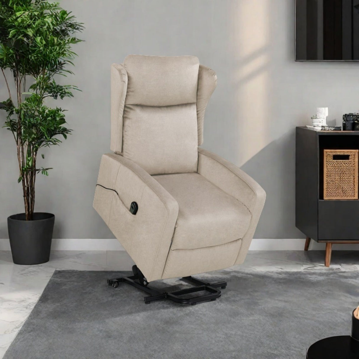 Power Lift Recliner Chair, Adjustable Modern Lift Chair, Lift Recliner Sofa For Back, Lumbar, Legs Support, Classic Power Recliner Chair With Remote Control, Side Pocket - Light Gray by Couch.com