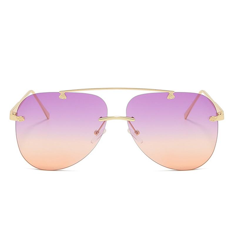Metal Rimless Sunglasses for Men and Woman Mirror Fashion Trendy Pilot Sun Glasses UV Protector Gradient Eyewear