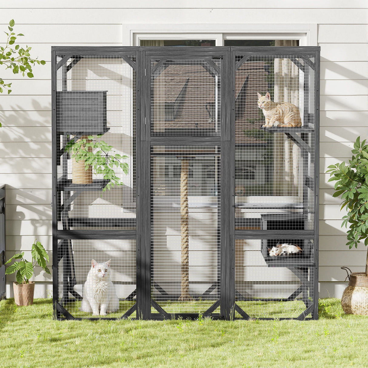 Outdoor Cat House, Diy Cat Enclosure Catio With Double Enter Doors by Couch.com