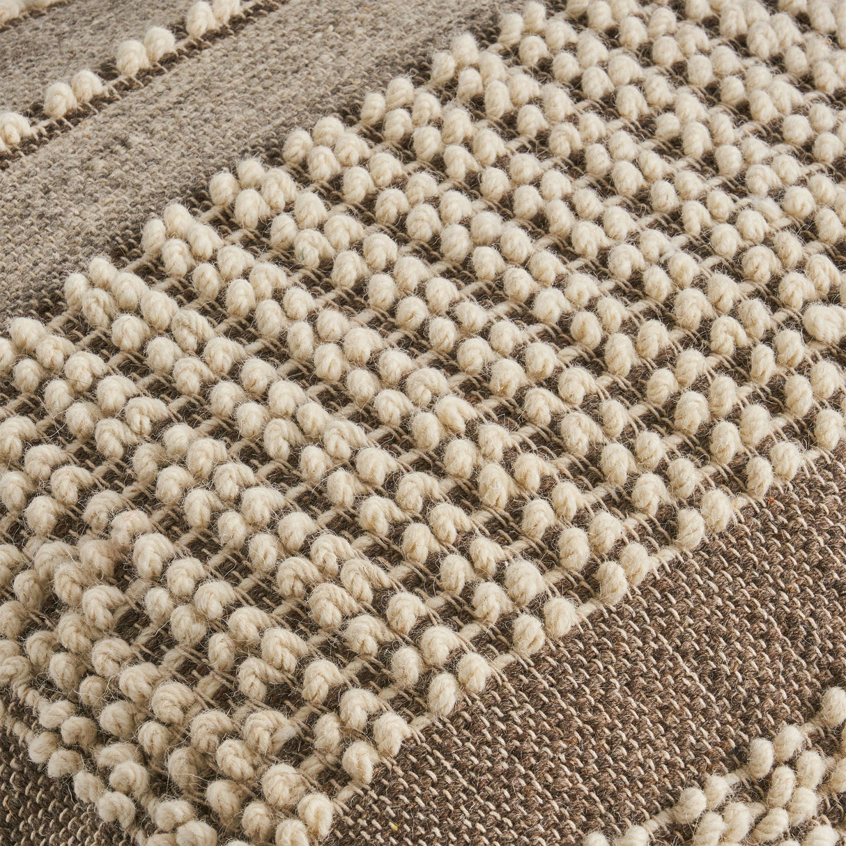 Rustic Wool And Cotton Large Pouf, Handcrafted Tufted Design - Brown / Beige by Couch.com