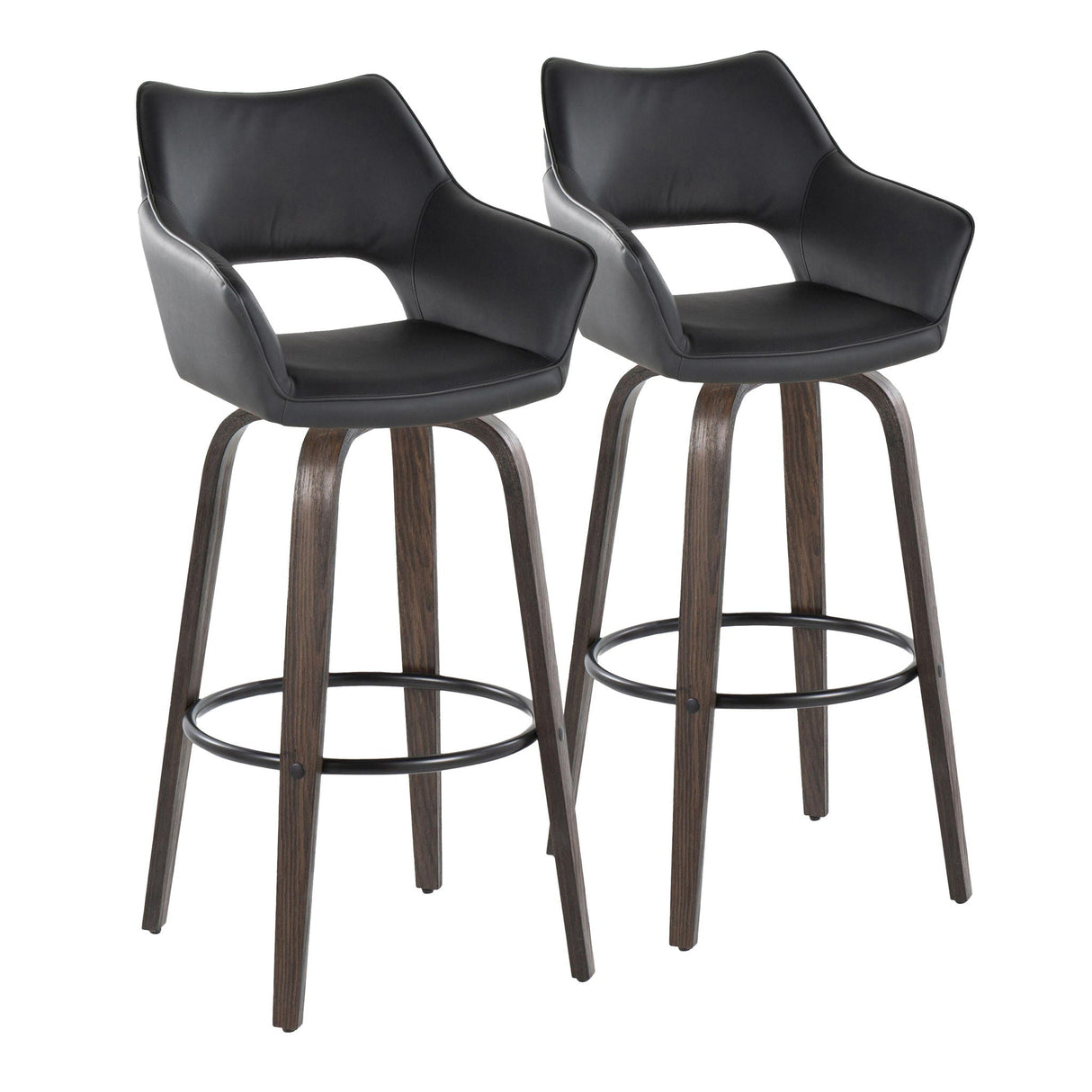 Mustang - Contemporary Fixed Height Barstool With Swivel With Round Footrest (Set of 2) by Couch.com
