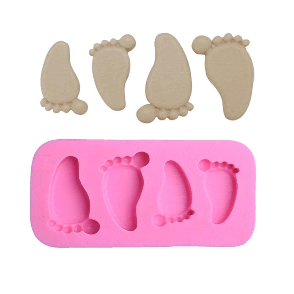 Cake Mold 3D Baby Feet Silicone Mold Chocolate Fondant Cake Decorating Baking Tool Bakeware Pudding Baking Paste Mold Baby Foot Prints Silicone Molds, Fondant Soap Mold Baby Shower Cake Topper Decoration