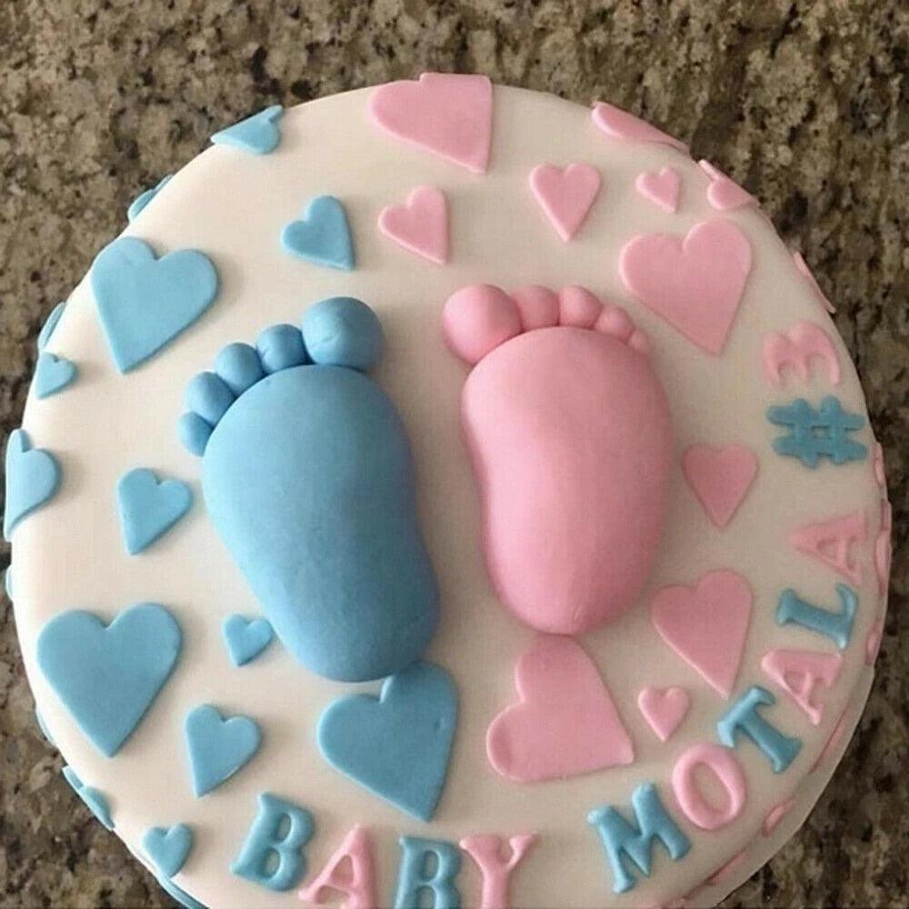 Cake Mold 3D Baby Feet Silicone Mold Chocolate Fondant Cake Decorating Baking Tool Bakeware Pudding Baking Paste Mold Baby Foot Prints Silicone Molds, Fondant Soap Mold Baby Shower Cake Topper Decoration
