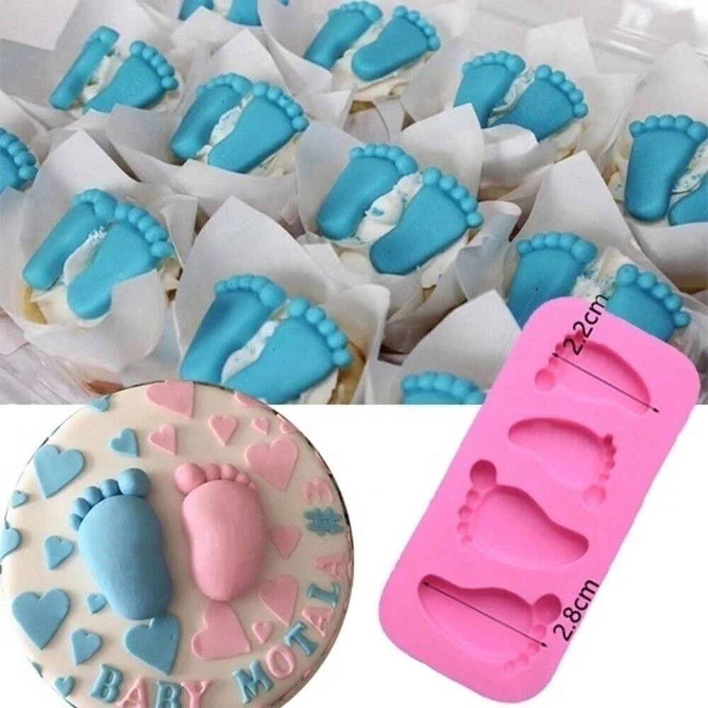 Cake Mold 3D Baby Feet Silicone Mold Chocolate Fondant Cake Decorating Baking Tool Bakeware Pudding Baking Paste Mold Baby Foot Prints Silicone Molds, Fondant Soap Mold Baby Shower Cake Topper Decoration