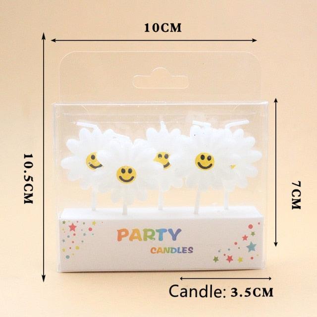 Cake Topper Bear Candles Cartoon Smiley Face Birthday Insert Creative Party Cake Handmade Smiley Daisy Flower Cake Toppers For Birthday Party