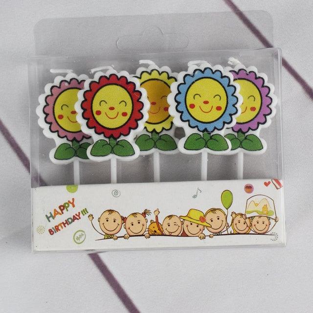 Cake Topper Bear Candles Cartoon Smiley Face Birthday Insert Creative Party Cake Handmade Smiley Daisy Flower Cake Toppers For Birthday Party