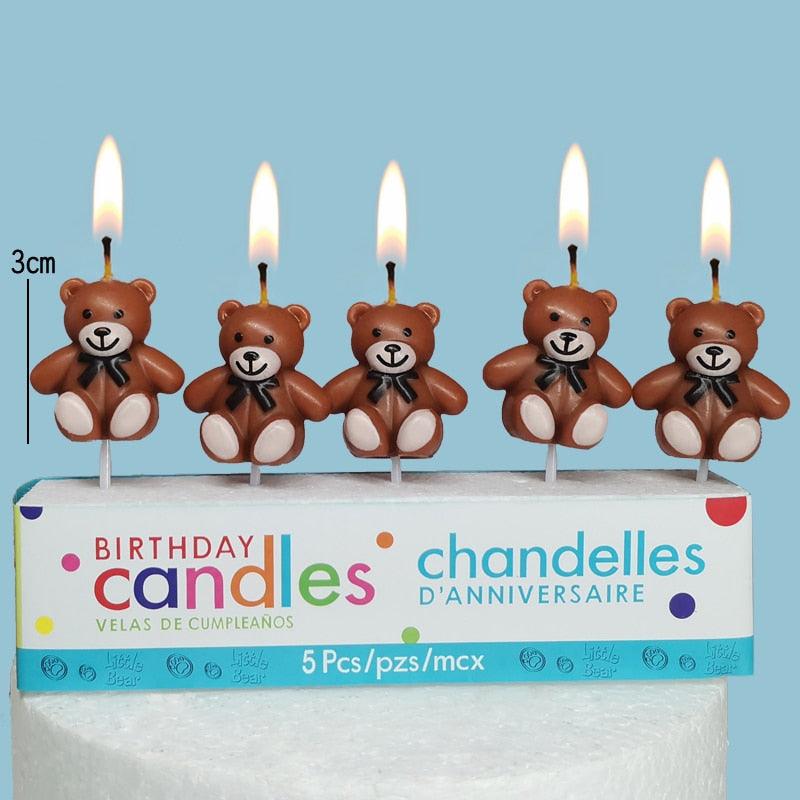 Cake Topper Bear Candles Cartoon Smiley Face Birthday Insert Creative Party Cake Handmade Smiley Daisy Flower Cake Toppers For Birthday Party