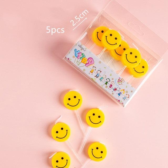 Cake Topper Bear Candles Cartoon Smiley Face Birthday Insert Creative Party Cake Handmade Smiley Daisy Flower Cake Toppers For Birthday Party