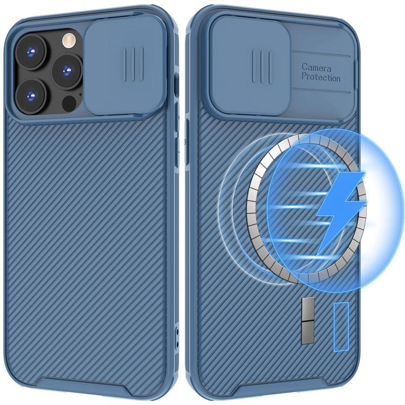 Camera Case Wireless Charging with Sliding Lens Cover Slim Magnetic Case For iPhone 13Pro Slide Lens Protection Magnetic Wireless Charging Phone Case For iPhone 13 12 Pro Max 13 Shockproof iphone Cover