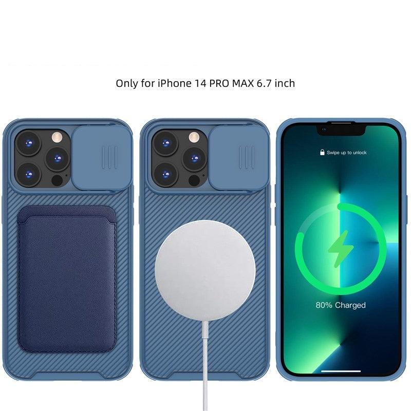 Camera Case Wireless Charging with Sliding Lens Cover Slim Magnetic Case For iPhone 13Pro Slide Lens Protection Magnetic Wireless Charging Phone Case For iPhone 13 12 Pro Max 13 Shockproof iphone Cover