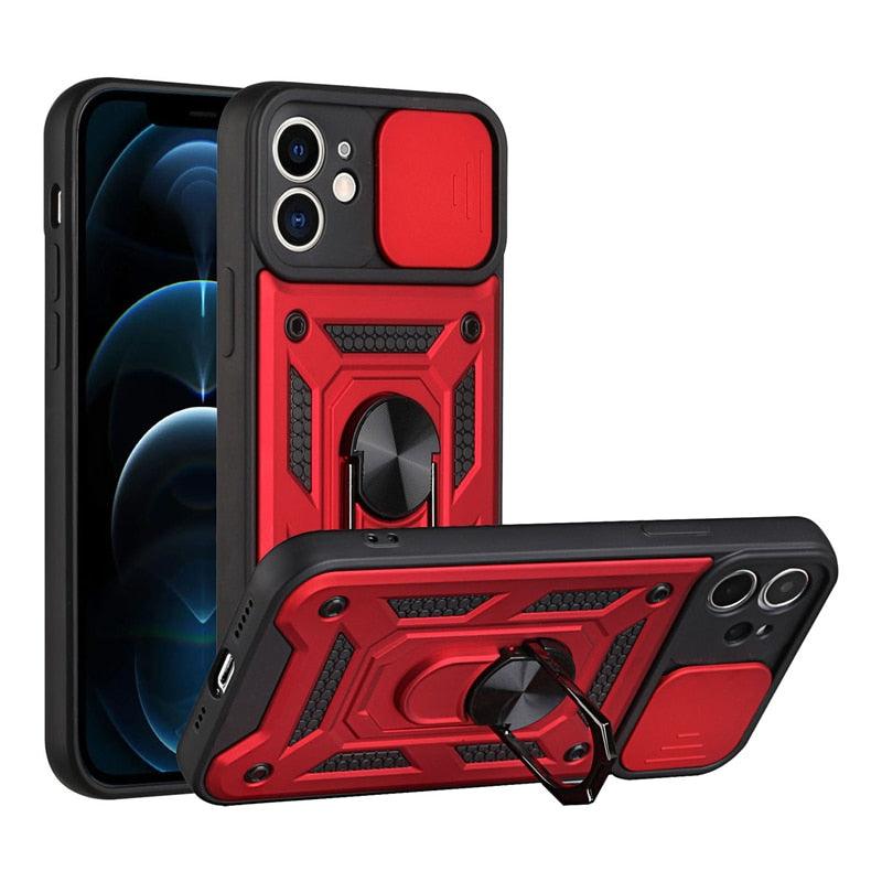 Camera Protection Shockproof Armor Case For iPhone 12 13 14 Pro Max Cover Men Cool Woman Camera Cover And Stand Sliding Lens Protection Rotating Ring Mount Shock Resistant Shockproof Protective Bumper