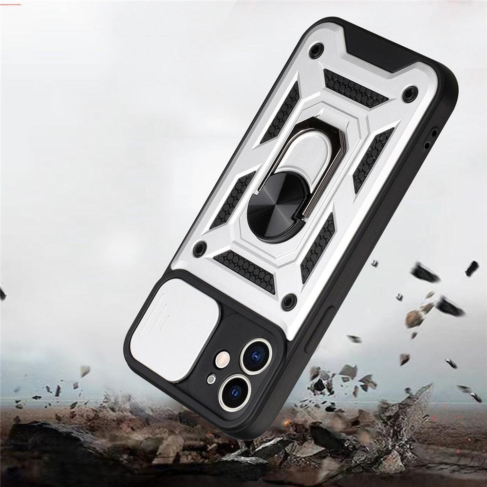 Camera Protection Shockproof Armor Case For iPhone 12 13 14 Pro Max Cover Men Cool Woman Camera Cover And Stand Sliding Lens Protection Rotating Ring Mount Shock Resistant Shockproof Protective Bumper
