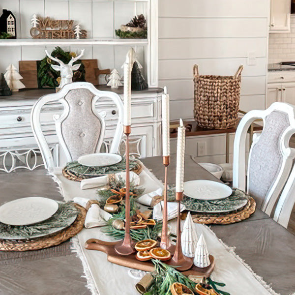 Copper Finish Cast Iron Taper Candle Holders, Set of Three