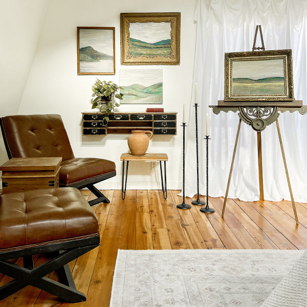 Tall Hand-Forged Cast Iron Floor Candle Holders, Set of 3