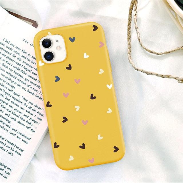 Candy Color Cute Love Heart Phone Case For Iphone 13 12 11 Pro Max Soft Silicon Purple White Silicone Case With Little Heart Pattern Slim Shockproof Protective Back Cover