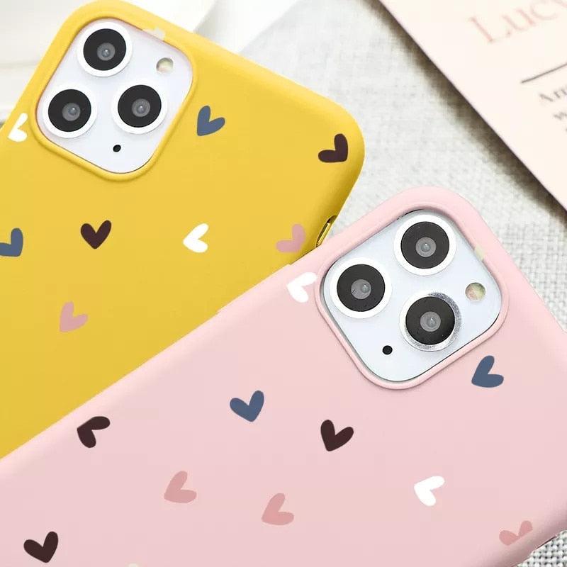 Candy Color Cute Love Heart Phone Case For Iphone 13 12 11 Pro Max Soft Silicon Purple White Silicone Case With Little Heart Pattern Slim Shockproof Protective Back Cover