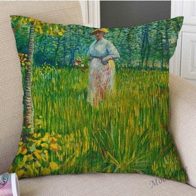 Canvas Throw Pillow Cover Famous Oil Painting Art Self Portrait Sunflower Starry Night Gallery Art Decoration Pillow Case Linen Cushion Cover Canvas Throw Pillow Cover Case for Couch Sofa Home Decoration Famous Picture Print 44x44cm